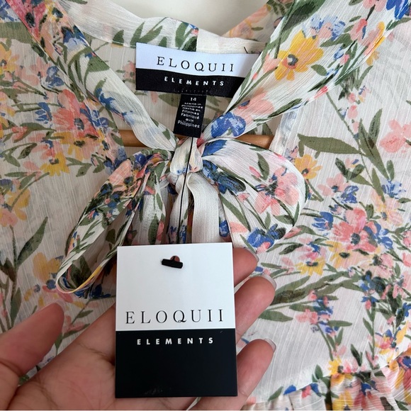 NEW ELOQUII ELEMENTS Floral Pussybow Dress 14 - Picture 6 of 6